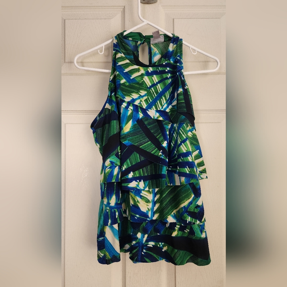 2/15 Worthington Green and Blue Patterned Top